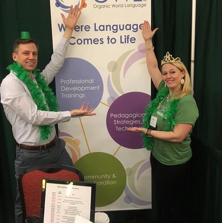 OWLanguage's tweet photo. Rise &amp; Shine! It’s day 2 of @FLAGeorgia #flag19! Stop by our booth and say hi, learn about our awesome Bootcamps this summer and find the right PD for you! #alwaysagoodtime #joyfullearning #owllove #proficiency https://t.co/aGVbOCWolz