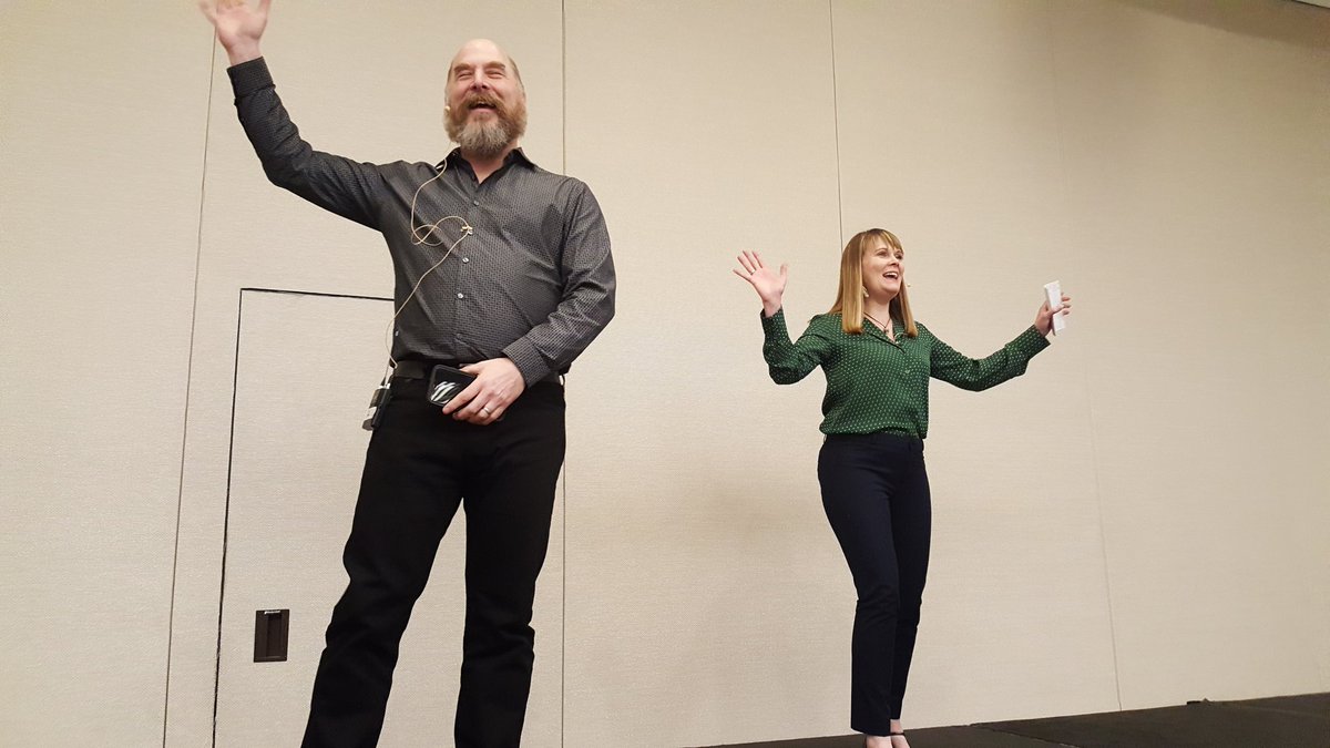 ProfGoff's tweet image. Having an amazing keynote conversation on invention with Jeffrey Carpenter and Tami Dixon of @BricolagePGH at #matc19 @matctheatre