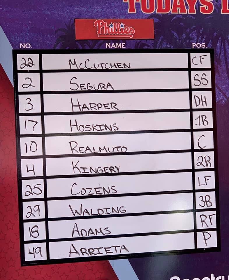 We’re in Clearwater!  Check out that lineup!  3 for 3 baby! #harper #phillies #bryceharper #clearwater