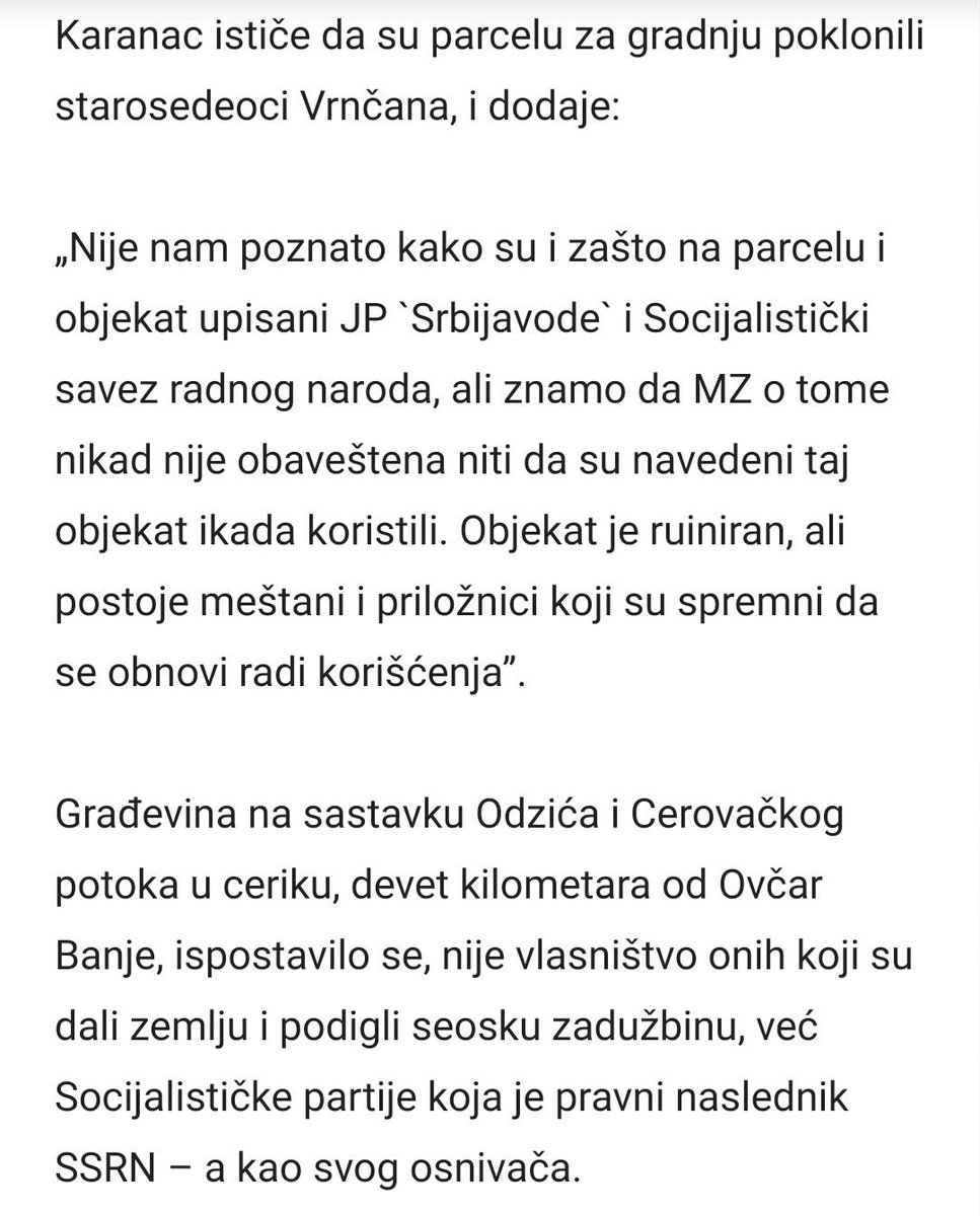 JelenaMKandic's tweet photo. Najnoviji razlog za #1od5miliona: 

Iz sela #Vrnčani🌄 kod #Čačak potiču slavne porodice #Kandić #Karanac #Kolaković, #Antonijević #Vasilijević, itd.

Praunuci #1300kaplara &amp; #10TakovskiPuk neće dozvoliti lokalnim tajkunima da ukradu ono što su zemljoradnici i seljaci podizali.✊ https://t.co/xtsgInk1wH