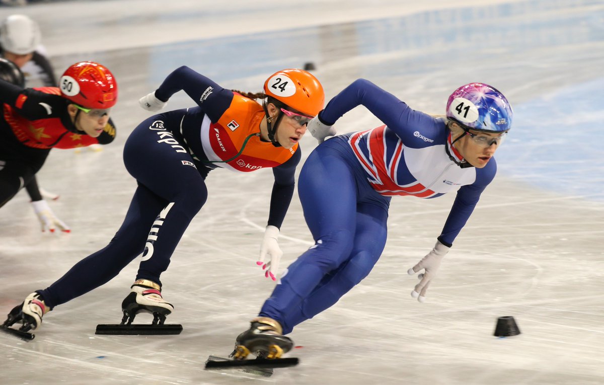 Competing in the B final of the 500m today at the @ISU_Speed World Championships put @Elise_Christie in 7th place in the rankings for that distance, with @kathrynjt26 finishing 25th. Elise Christie will compete in the 1,000m main event tomorrow #GBShortTrack #OneHandDown