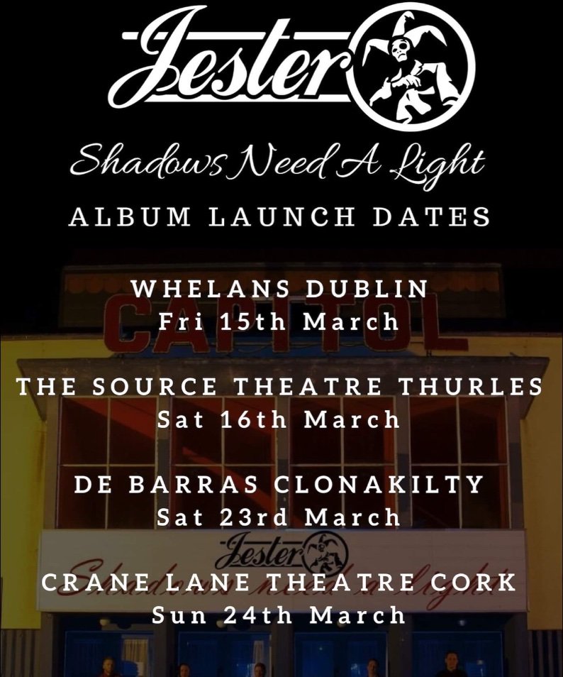 Jester are just about to release their debut album ‘Shadows Need a Light’. To celebrate this they will be playing at the following venues over the next few weeks. Find out more at: velvetmoronrecords.com <a href="/Jestermusik/">Jestermusik</a> <a href="/velvetmoronrec/">Velvet Moron Records</a>