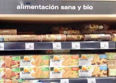 SinAzucarOrg's tweet photo. Hola @elcorteingles
No dudamos que todas esas galletas son BIO, pero no creemos que llevando un 24% de AZÚCAR las podáis denominar SANAS, aunque el azúcar sea de caña.
Visto en vuestro supermercado de Preciados, en Madrid. https://t.co/UU0nSgOD6R