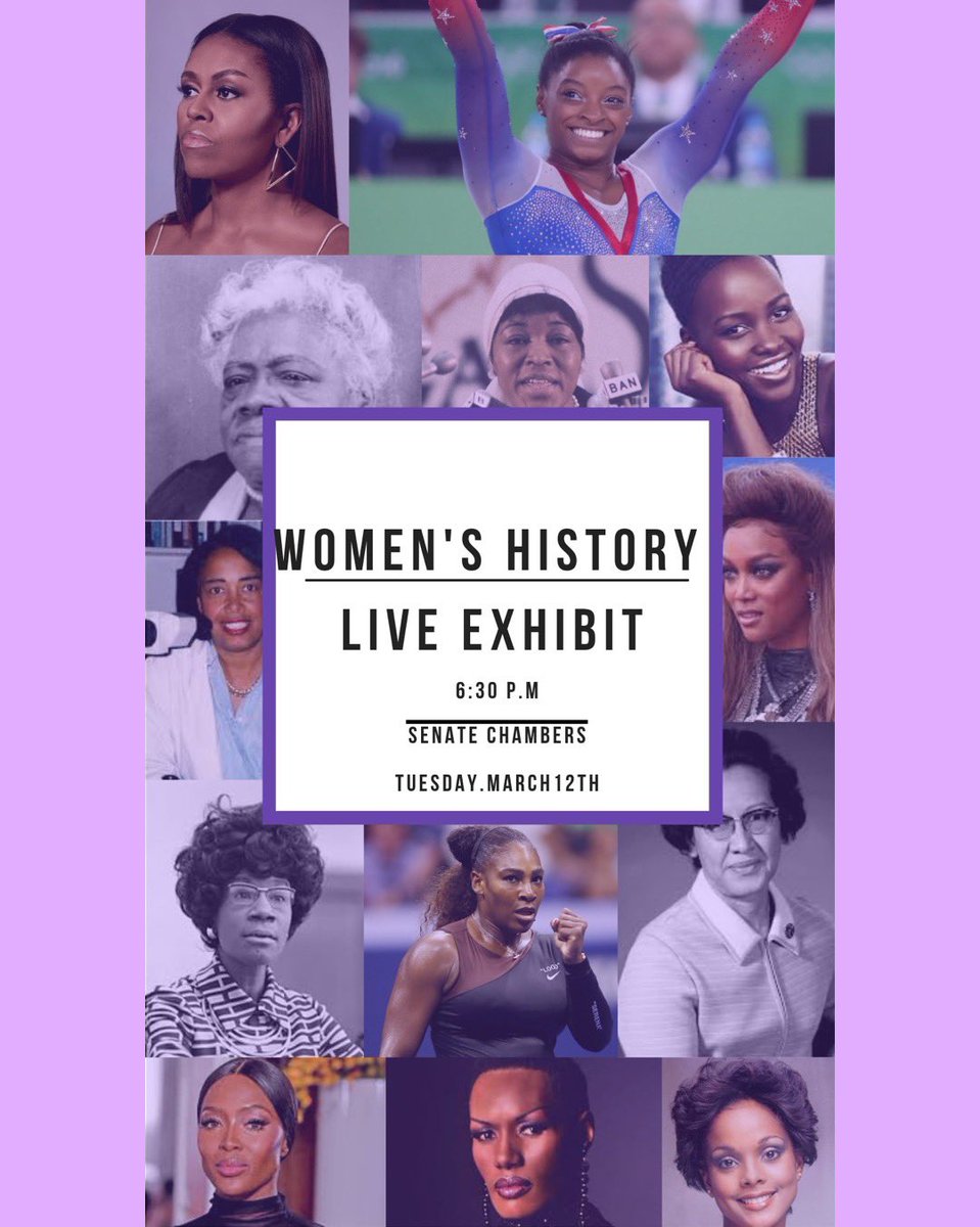 Famu_SSenate's tweet photo. Come experience a timeline of women who have paved the way for our society today! On Tuesday, March 12th at 6:30 PM in the Senate Chambers will be the Women’s History LIVE EXHIBIT! 👀 There will be food and a great time! Come out and enjoy! #First48th https://t.co/QTHw70kr7z
