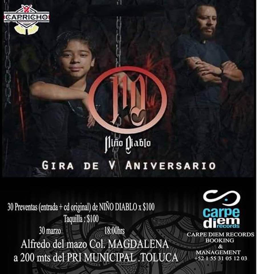 El  30 de marzo <a href="/nino_diablo/">Niño Diablo</a> se presenta en #Capricho como parte de su gira de #Vaniversario  

#FamiliaRenascentia #LaEscenaSomosTodos