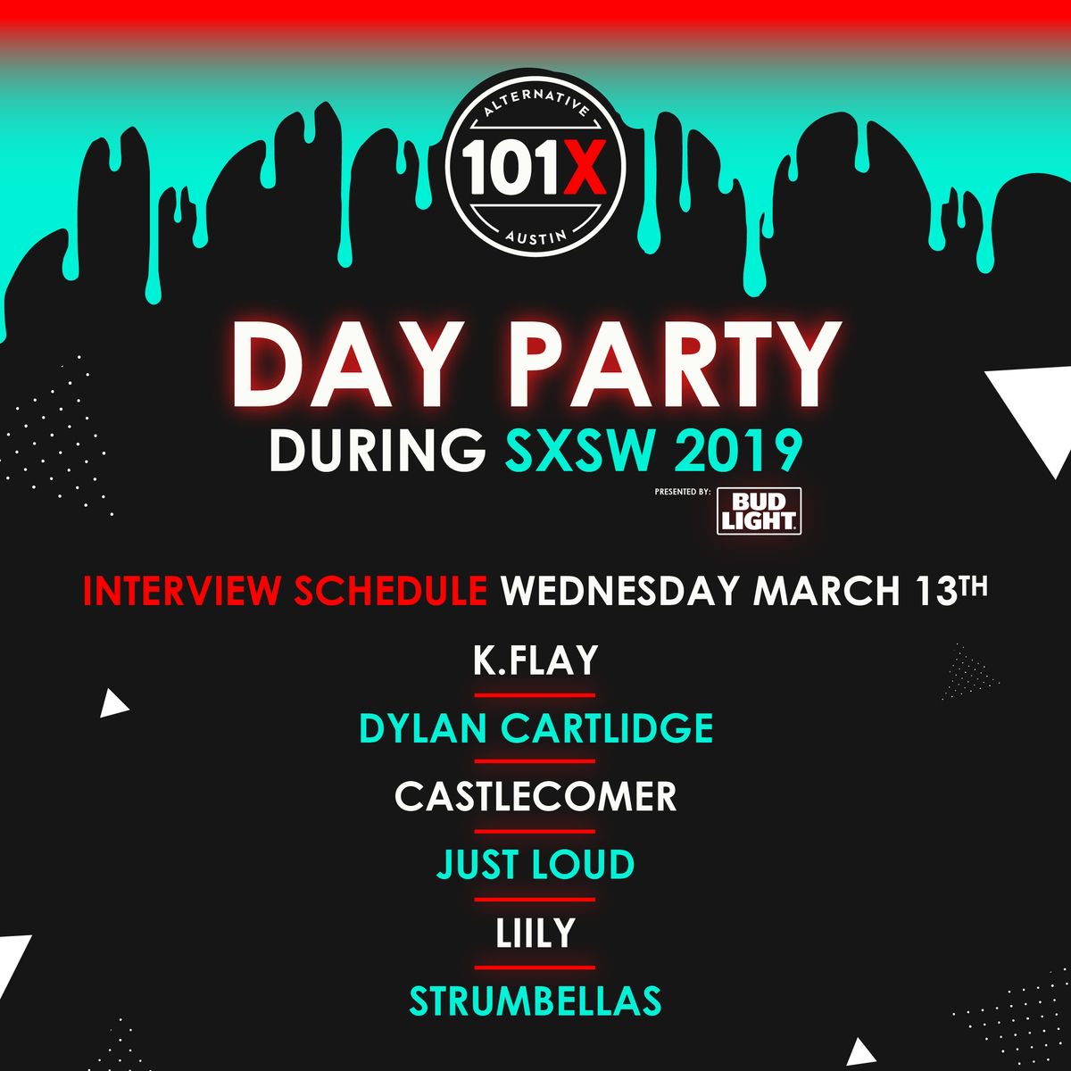 101x's tweet image. In less than 3 days, we will be taking over @buffaloatx for the 101X Day Party during #SXSW! Who else is as excited as we are?? 😱