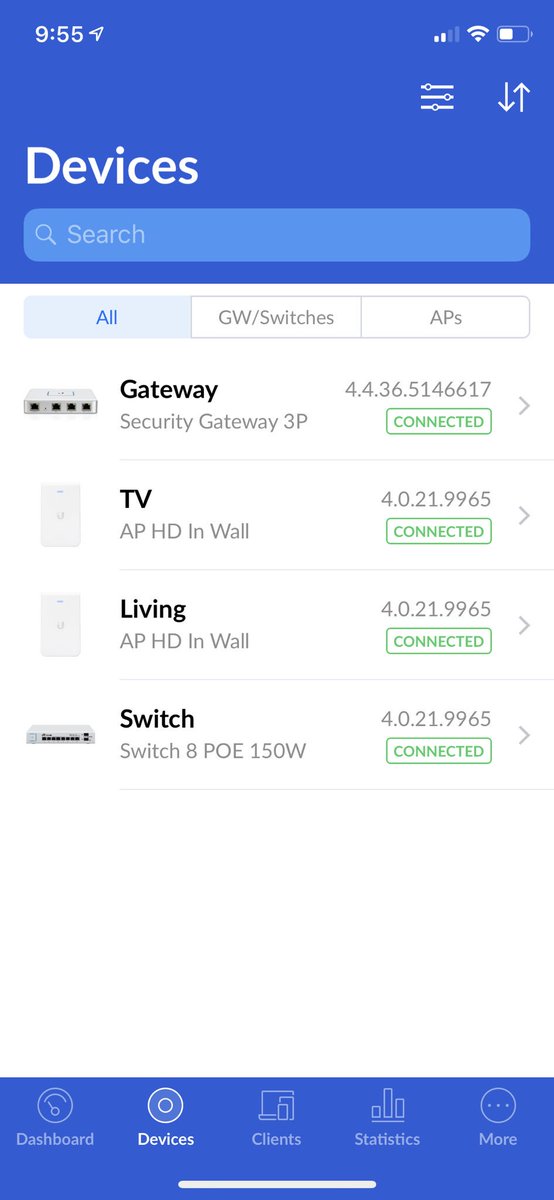 I’d like to take a moment to say how good the UniFi Controller iOS app is. Extremely good dashboard. Device health is clear, easy to see signal strength. It’s all really clean and well designed.(I use their Cloud Key to host the controller software, but you could use a Mac.)