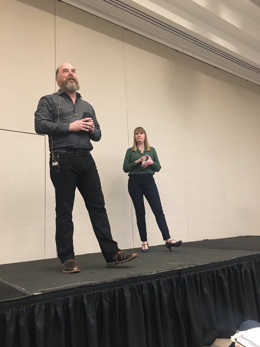 DrTheatreTwit's tweet image. #matc19 Keynote speakers - Tami Dixon and Jeffrey Carpenter of Bricolage Production Company sharing their creative, inventive process of immersive theatre making. #puttingtheaudienceinthecenter #makedangerousart