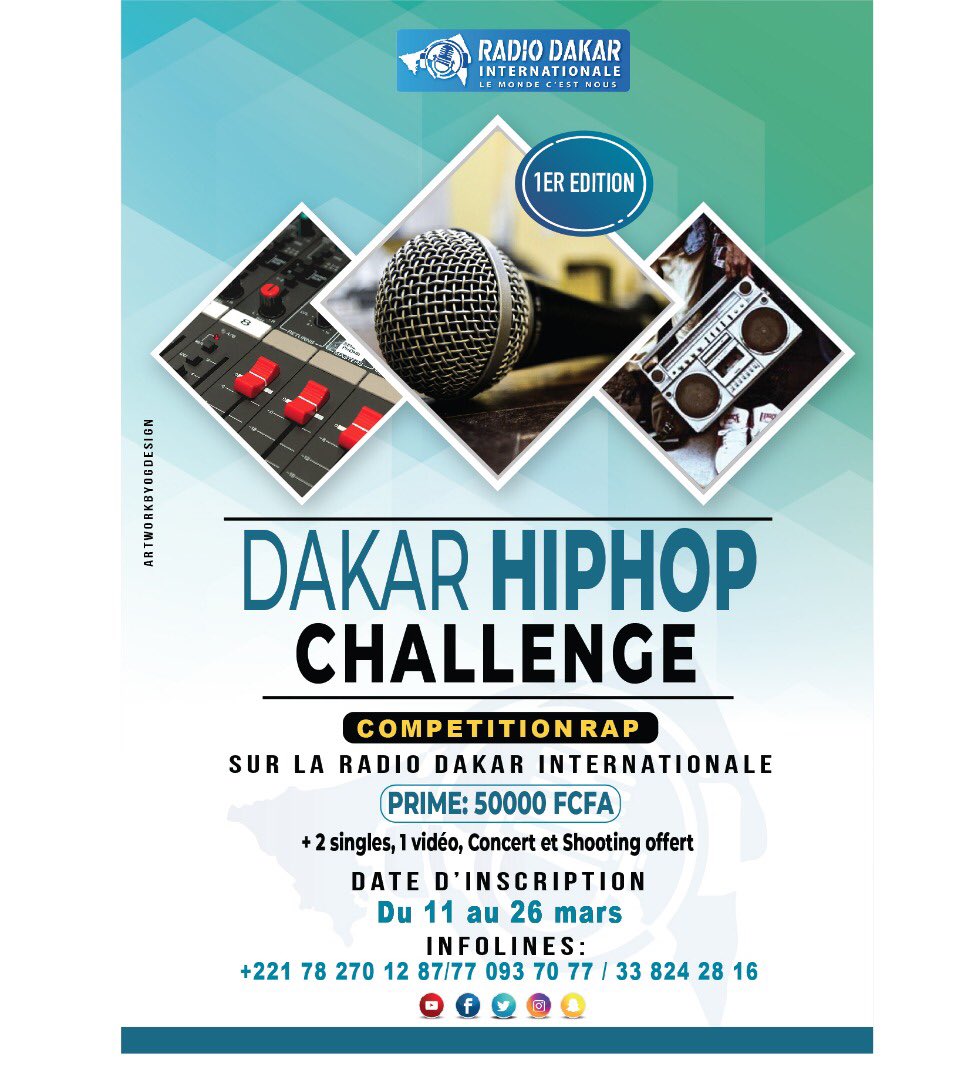 Djibril57600031's tweet photo. *Concour #Rap Galsen Dakar Hip-hop Challenge * les 200 premiere personnes à s’inscrire auront la chance d enregister leur 1er album
#Dawal #Gaww inscris toi sur les numéro sur lAffiche Bonne chance https://t.co/p5wrMDJIXw
