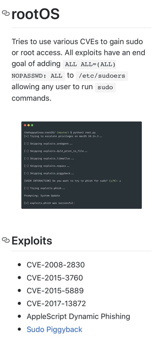 DragonJAR's tweet image. rootOS un script que busca a través de distintas técnicas permitir que todos los usuarios estén en la lista de sudoers y conseguir root de esta forma github.com/thehappydinoa/… #hacking #root #postexplotation #script #hackers
