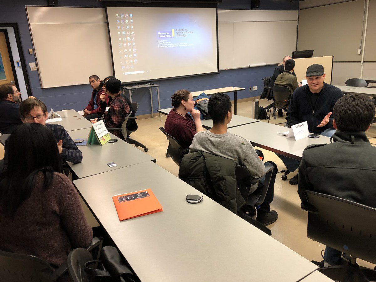 IATSECANADA's tweet photo. Speed mentoring is underway at the #fairnessinfactual student symposium at @RyersonU, with film students from 6 colleges involved. Mentors are reality producers and reps from @IATSE, @CMGLaGuilde, and @cwacanada1! #filmjobs #nextgencrew https://t.co/ZvHl7CoDGJ