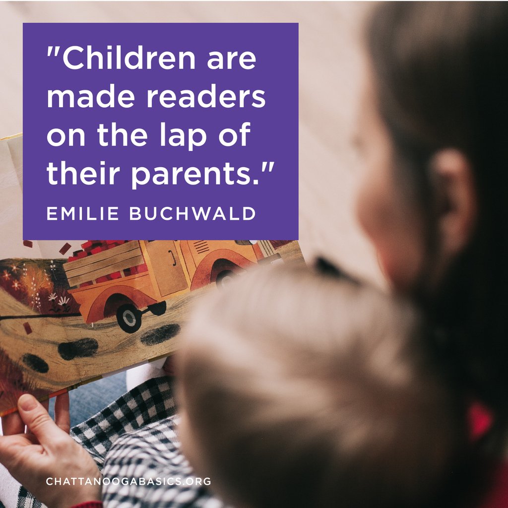 ChattBasics's tweet photo. "Children are made readers on the lap of their parents." Emilie Buchwald #quote #ChaBasics #5toThrive #Chattanooga #chattanoogabasics #thebasics #backtothebasics #infant #toddler #child #parenting #parentingtips #grow #learn #earlychildhood #education #mom #dad #basic https://t.co/kEYT1ccII5