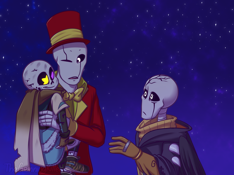 “Ink with his "dads" Aster and Gaster! 