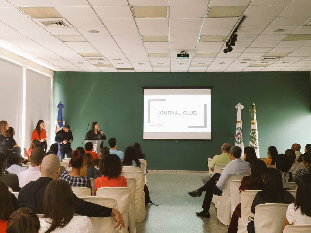 AleBaezMD's tweet photo. What an amazing day. Dominican Med students driving change and running the launch of the #TraumRDJC Journal Club https://t.co/zhswUc6nSw #Vision2020 @UNPHURD EMIGs | Big thanks to @AAEMRSA @aaeminfo for the support @ResumendeSalud https://t.co/ZZ1USHp0Wz