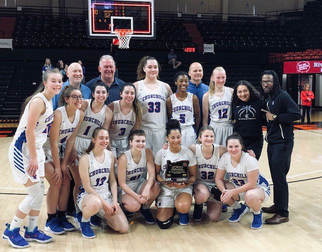 OSAASports's tweet photo. Girls 5A consolation game: Crescent Valley Vs. Churchill. Churchill wins 50-44.
#opreps #PursueTheBlue #OSAA100 #OSAAtoday https://t.co/iDX25j0wxE