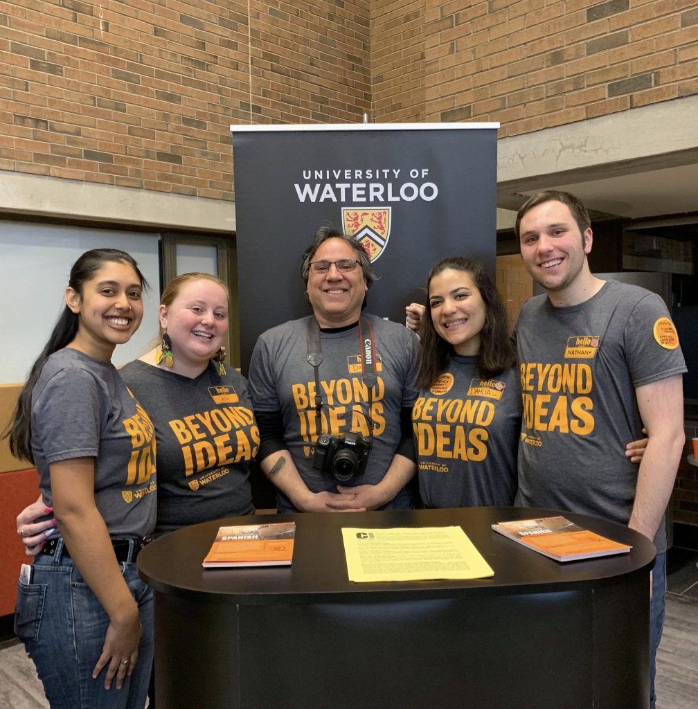 UWaterlooSLAS's tweet photo. Thank you @DavidRozotto for all the work that went into organizing the March Break Open House + for leading such a great team. A special thanks to our amazing volunteers (from left to right) Anushka, Katarina, Dahlia, and Nathan. @uwaterlooARTS #UWaterloo #UWaterlooSLAS https://t.co/imC5AaWKKh