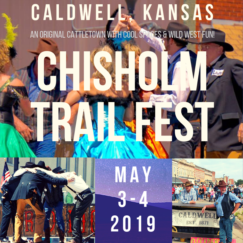 Caldwell's annual Chisholm Trail Fest is May 3-5, 2019! 
An original Kansas cattletown with cool spaces and a story to tell