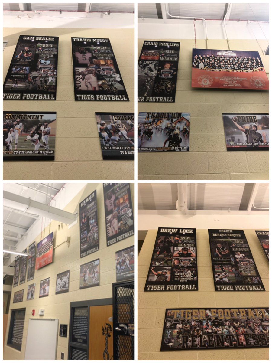 lstigerfootball's tweet photo. LOCKER ROOM MAKEOVER IS ONGOING. More to come.  Honoring the PAST, PRESENT, and FUTURE of @LeesSummitHS Special thanks to @lstigerfootball alumni Matt Weaver and Summit Litho https://t.co/0IMsxPdeB7