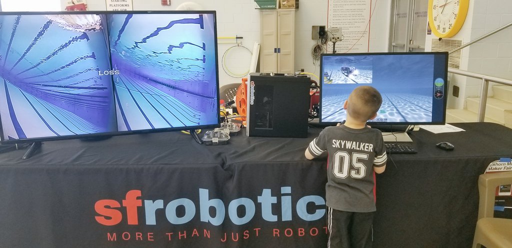 At <a href="/ElkMakerFaire/">Elkhorn Maker Faire</a> w/ our <a href="/BlueRobotics/">Sharika Yuricic</a> <a href="/marinesim/">Marine Simulation</a> while others pilot our <a href="/matecenter/">MATE ROV Competition | MATE II</a> ROVs in the pool.  <a href="/makerfaire/">Maker Faire</a>