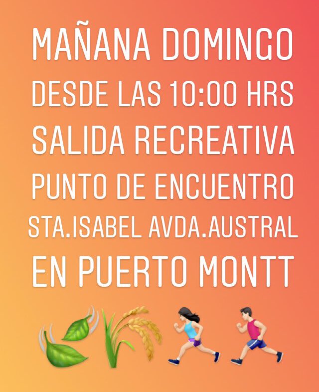 Invitados tod@s quienes quieran correr mañana domingo, desde las 10am saliendo de Sta.Isabel Avda.Austral en #PuertoMontt