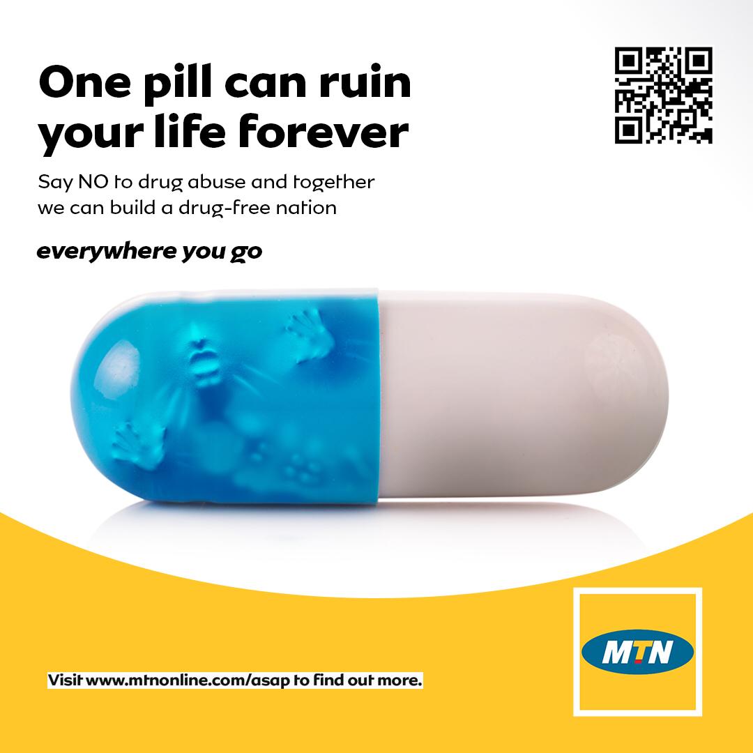healthertainer's tweet photo. One pill! One sniff! That is all it takes to get you hooked forever. Say no to drugs – Don’t enter #1Chance.

This message is brought to you by  #MTNASAP @mtnng @mtnfoundationng

Kindly Retweet for awareness https://t.co/1F81GoVeIh