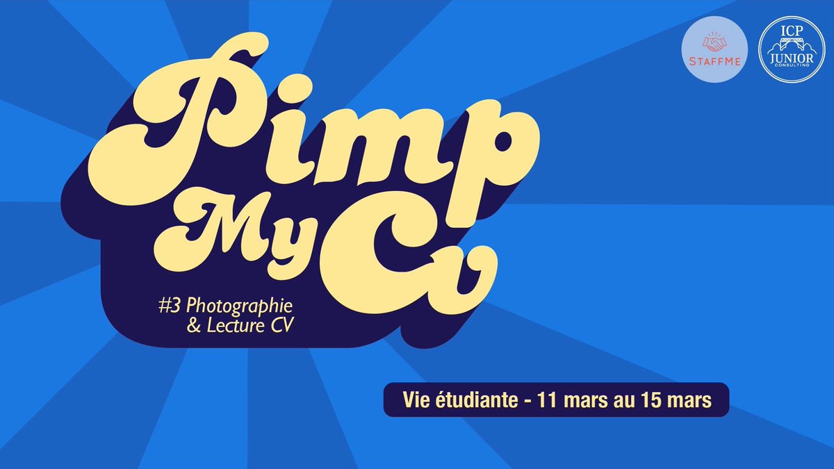 icpjunior's tweet photo. Du 11 au 15 mars la JE vous donne rdv à la Vie Étudiante de 12h à 14h pour la #SemainedesCV  

Le but de cette semaine ? 

Relire vos CV et vous donner une dernière opportunité de prendre une photo pro pour votre CV 😉

#PimpMyCV @UnivCathoParis https://t.co/vDWFaIcwG4