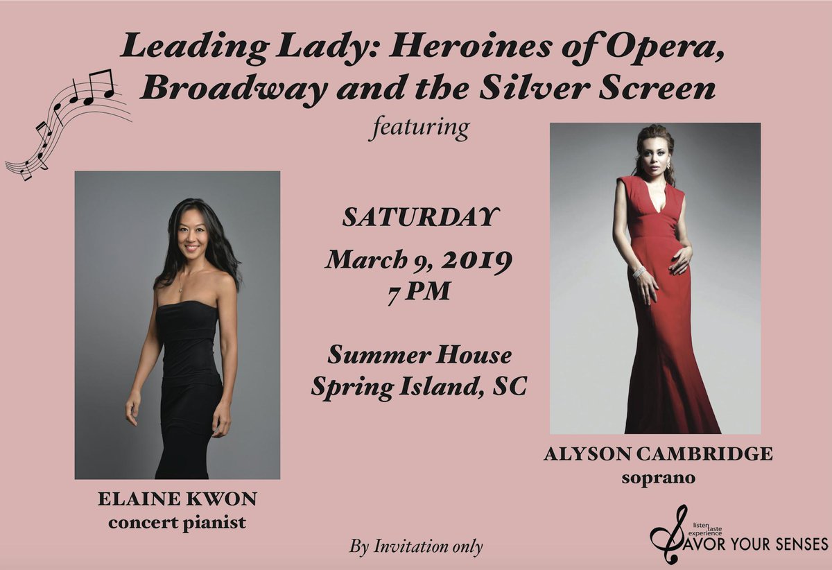 ElaineKwon's tweet photo. Tonight! Part 2 of Spring Island concert trip - featuring the stunning soprano @AlysonCambridge! Looking forward to a really fun program, ranging from #Puccini to #Gershwin and more..#SavorArtist #LeadingLadyHeroines #SavorFriends #travelyear #happiness #SpringIsland https://t.co/iiWteR9pfe