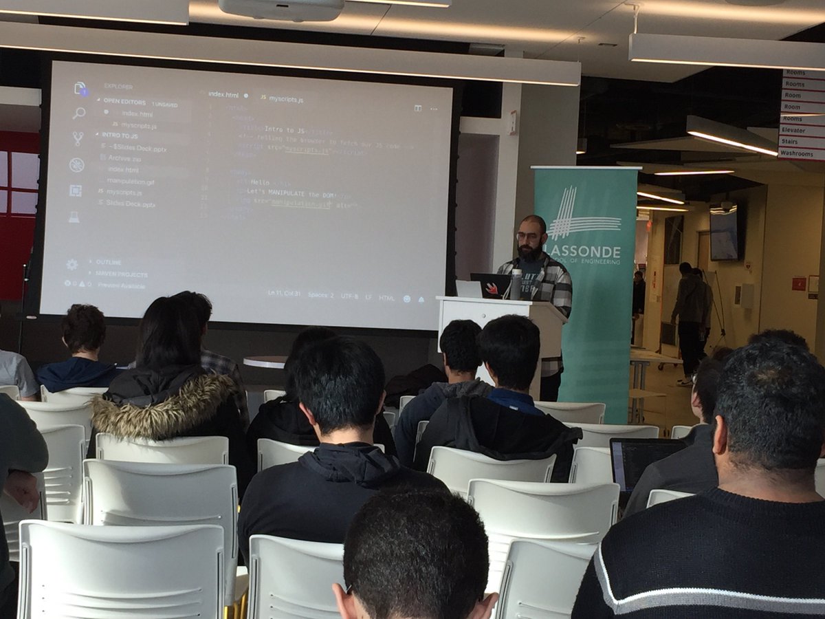 Marwan’s workshop is going on, join him to learn the basics of JavaScript.