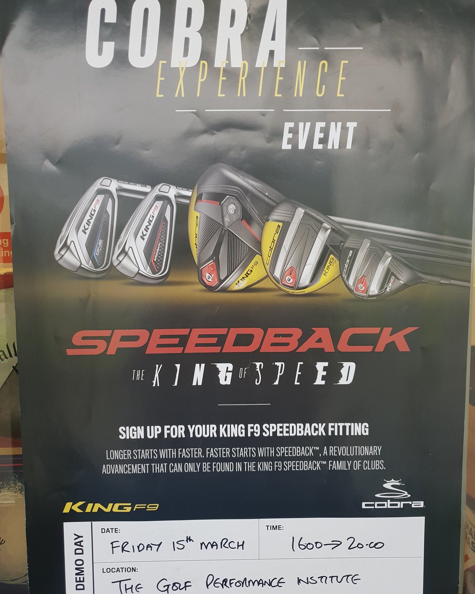 thegpi1's tweet photo. @cobragolfuk Fitting Expereince Event Friday 15th March 16.00 - 20.00. Full range of drivers, fairways, hybrids, utilities, irons and wedges availble for fitting - book your session today!☎️📧#TGPI #RJG #Cobra #FittingExperience https://t.co/k1OcPY6vkv