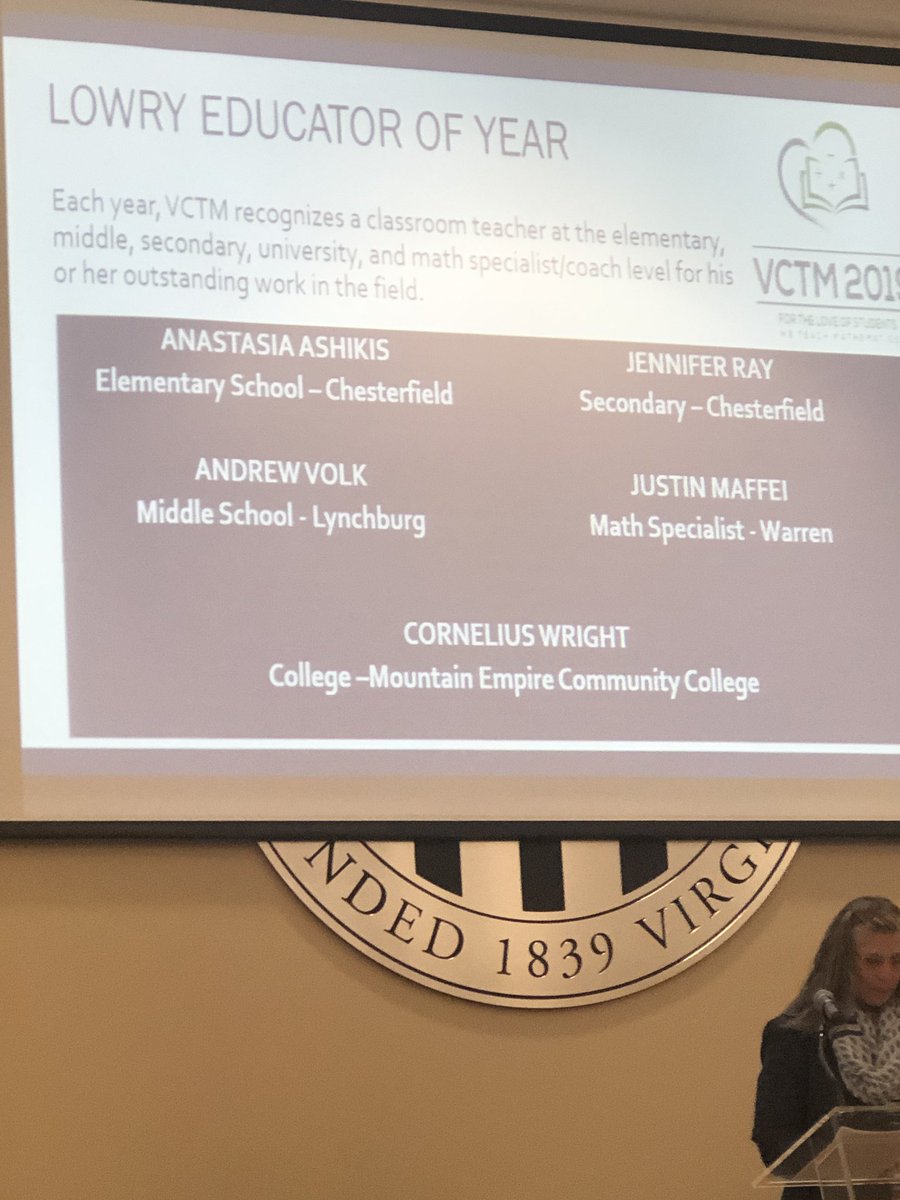 MoreauDeanna's tweet image. I am beyond proud of Stacey Ashikis for winning the VCTM Math Educator of the Year award!! I am so proud of her hard work, dedication, and the enormous impact she’s had on students and teachers at Ettrick Elementary &amp;amp; CCPS! Way to go Stacey!!! @S_Ashikis  #oneCCPS @CCPS_MathK5