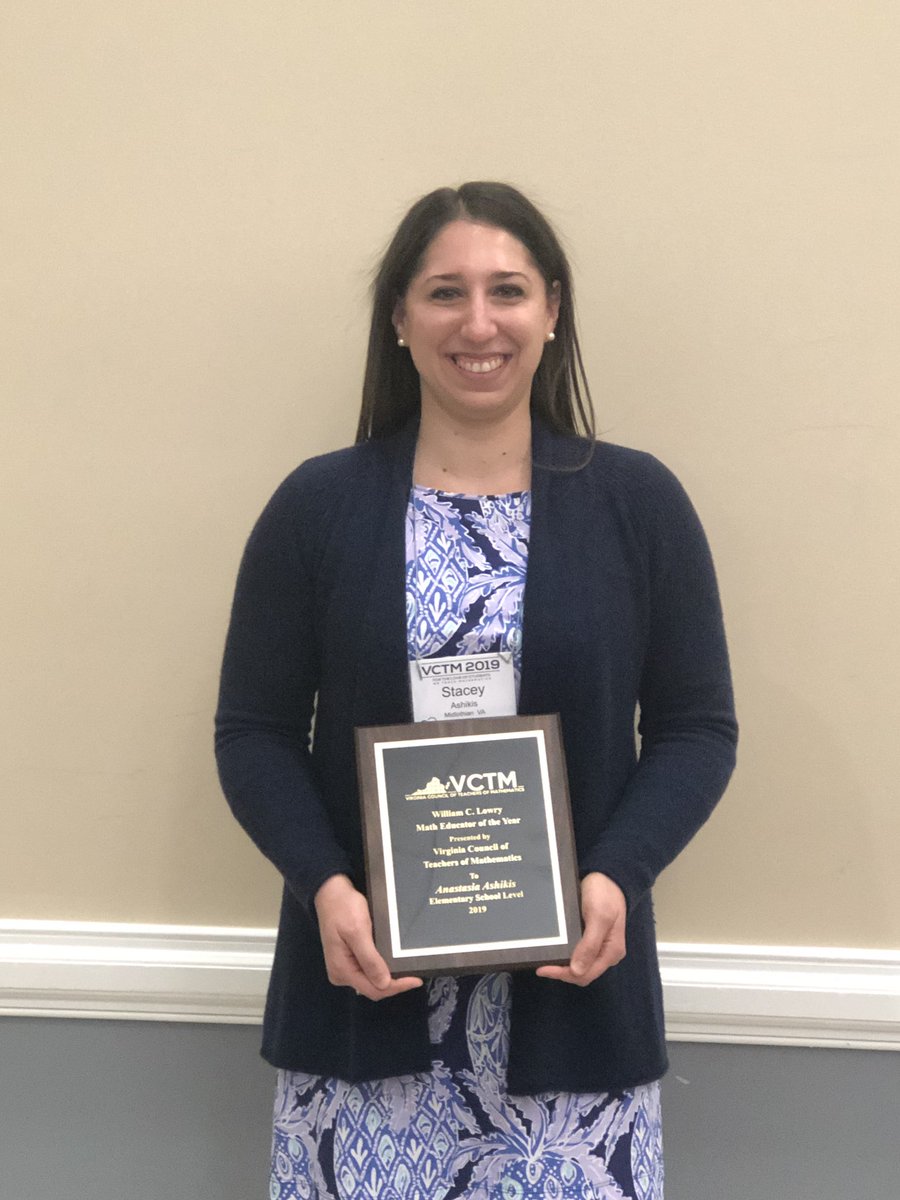 MoreauDeanna's tweet image. I am beyond proud of Stacey Ashikis for winning the VCTM Math Educator of the Year award!! I am so proud of her hard work, dedication, and the enormous impact she’s had on students and teachers at Ettrick Elementary &amp;amp; CCPS! Way to go Stacey!!! @S_Ashikis  #oneCCPS @CCPS_MathK5