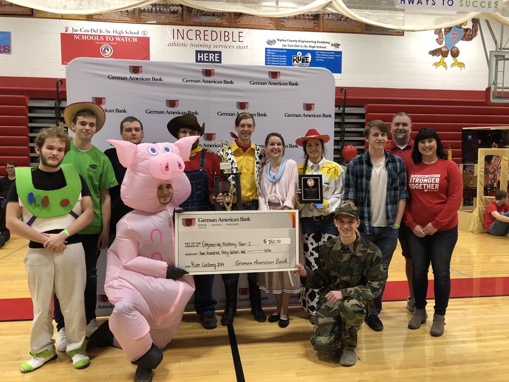 GenesisP2S's tweet photo. Putting $$ in a piggy bank was never so much fun! Congrats to the winners @MilanSchoolCorp @MooresElem @SR_Raiders @RCEA001 @AndersonIndians @BulldogsBville #RGMC2019 #RUBE2019 #GreatKidsThriveHere #RipleyCountyRocks #PennyThePig @_GermanAmerican @RubeGoldberg https://t.co/tkU6VjIMTw