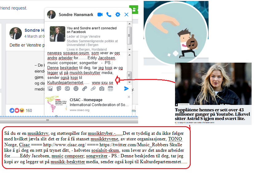 Music_Robbers's tweet photo. @sondrehansmark
@CISACNews   
@_Tono_ 
@PRSforMusic 
@Venstre 
Så det skulle du likt, hva - å rappe fattige komponisters og låtskrivere for deres allerede sparsomme inntekter, på grunn av at det finnes mange slike DRITTSEKKER som deg!
https://t.co/f5awF9sagF
@songwritersnet https://t.co/J7nIuCZb80
