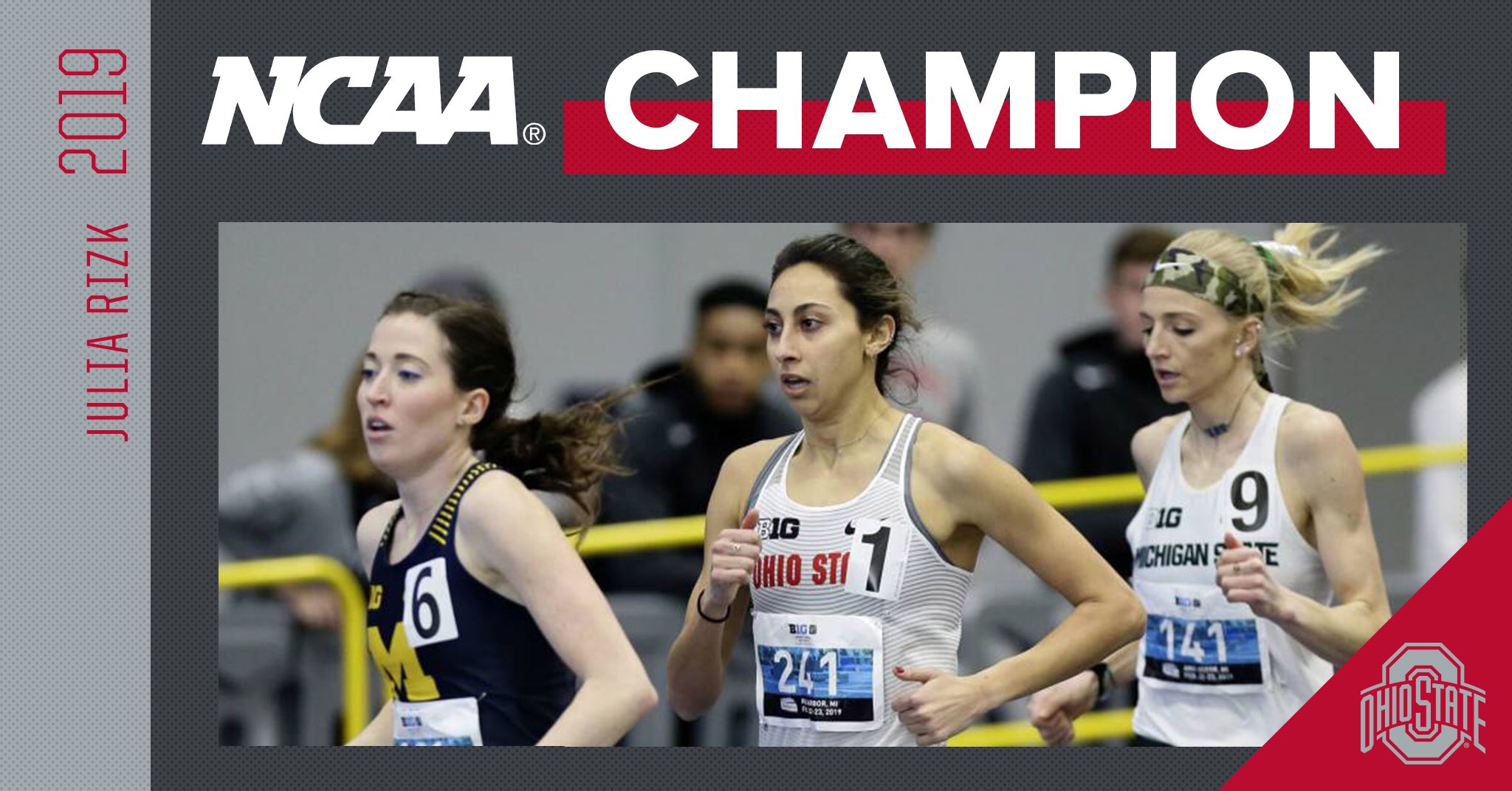 Julia Rizk wins a national title in the mile.