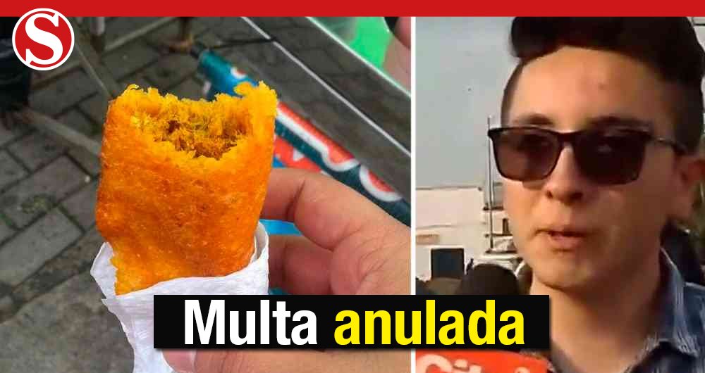 RevistaSemana's tweet photo. Distrito devolverá el dinero al joven multado por comer empanada. Steven Claros, el ciudadano multado, recibirá de vuelta el dinero que tuvo que pagar por comprarle este producto a una vendedora ambulante: https://t.co/c0YHjSk3cx https://t.co/RrSCTxG1TO