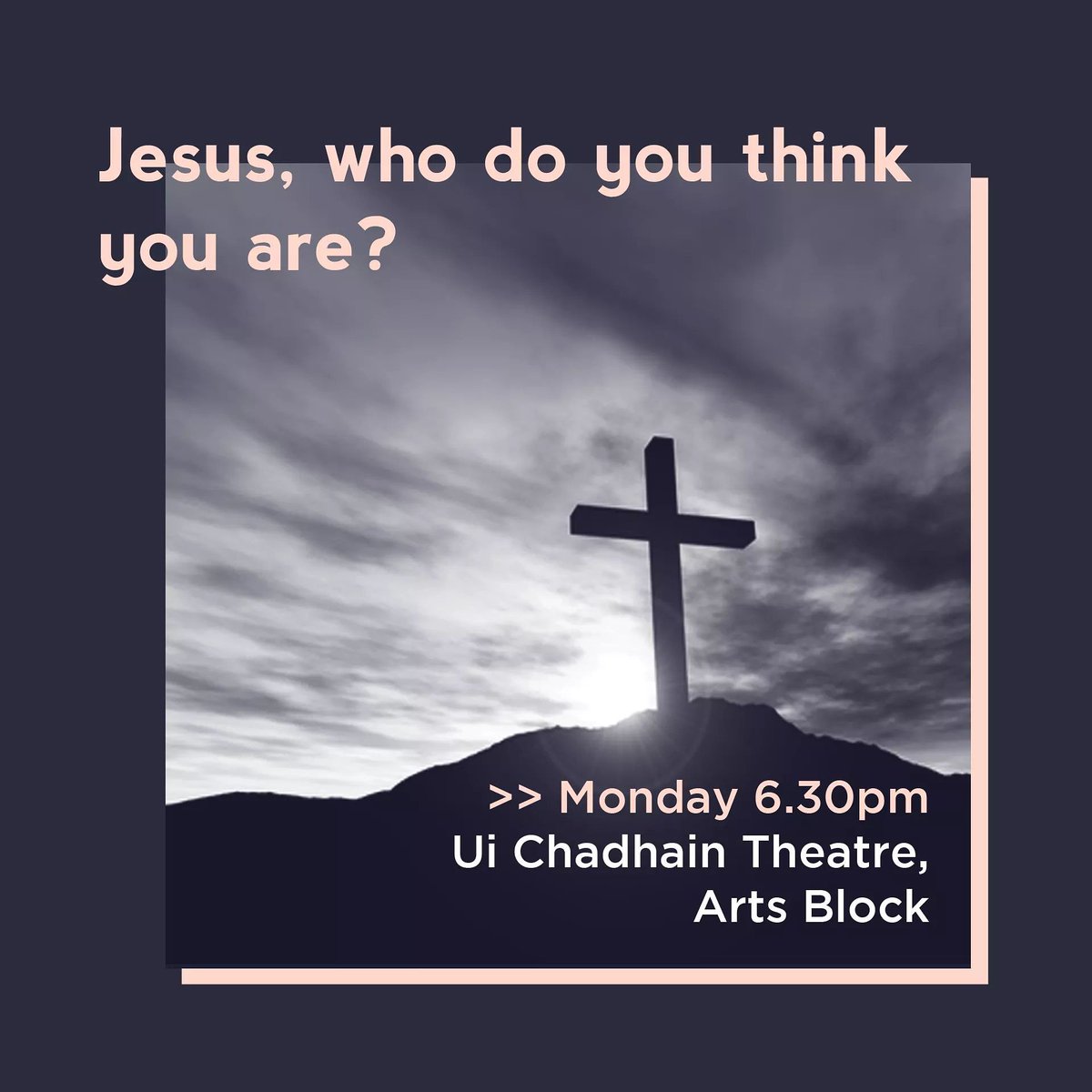 WEEKLY MEETING
. . .
Mark Ellis, Director of Christian Unions Ireland will be joining us to speak on the theme "Jesus, who do you think you are?". We'll be meeting in the Ui Chadhain Theatre as usual at 6.30 pm (directions - youtube.com/watch?v=PLL0h9…).
. . .
As always - C U there!!