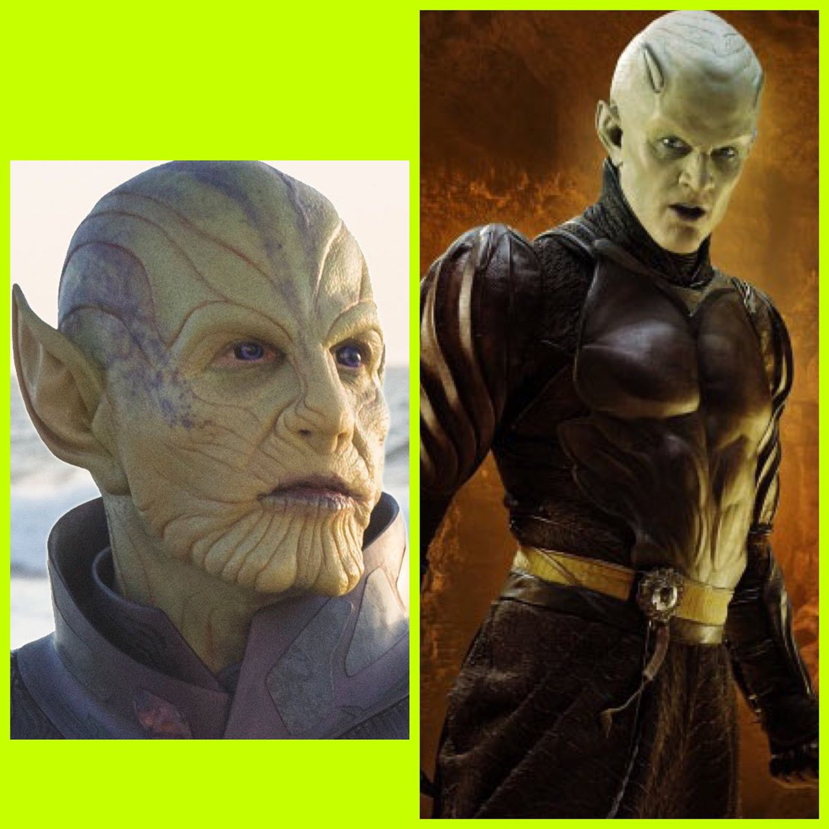 KevinCaldwell_'s tweet photo. Okay, Captain Marvel was super dope but I couldn’t help but think of Piccolo’s design from Dragon Ball Evolution(🤢) every time a Skrull was on screen. So are (gross live action)Namekians &amp; Skrulls distantly related cousins? https://t.co/HlmTuC6K6V