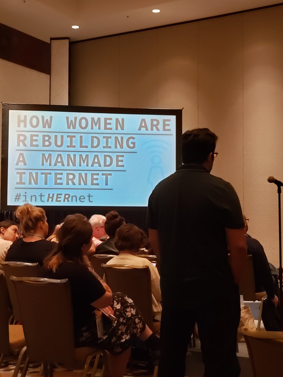 annebot's tweet photo. Super impressed with the man asking questions of the all female #intHERnet panel. He asked an amazing question too! πππ #SXSW19 https://t.co/SpTgCgAvpI