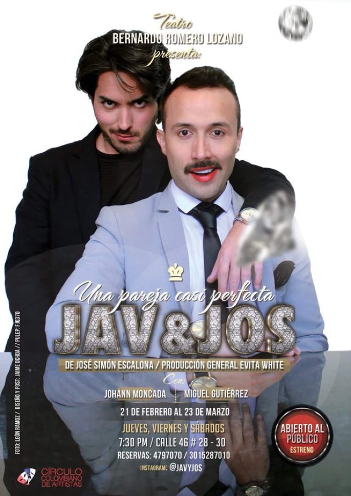 OrgulloLGBT's tweet photo. #Hoy 7:40pm TEATRO BERNARDO ROMERO LOZANO
Presenta: JAV Y JOS “Una pareja Casi Perfecta” De José Simón Escalona https://t.co/ehDIee4gq4 EN TEMPORADA vía @GladysMorenoT #glamanager https://t.co/gMcU4D3kYo