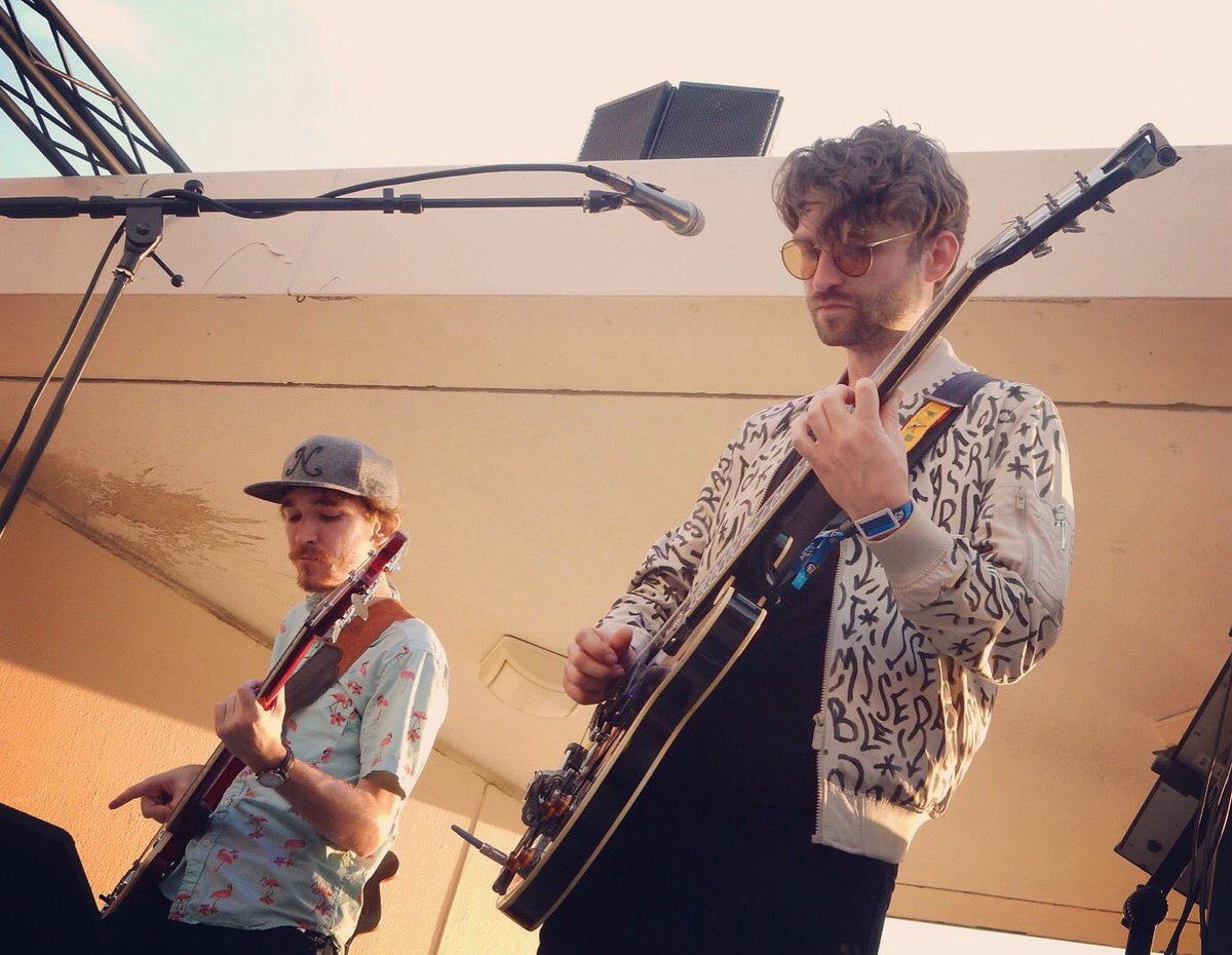 JayCridlin's tweet photo. Two more locals giving off great vibes at sunset: Rocker @JordanEsker on the amp stage, and soul combo #VenusBleu reeling off a barn-burning cover of @whoisMGMT's 'Electric Feel'... #gmf #gmf2019 https://t.co/rrEkwPPxAp