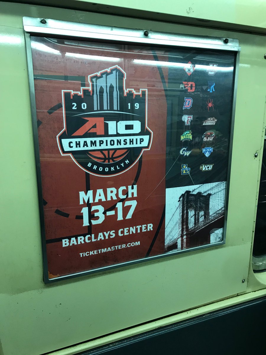 AlyssaBosley's tweet photo. Good placement for this @atlantic10 basketball championship advertisement. The tournament, which is held at @barclayscenter, is on a subway that goes into Brooklyn.
#SRM435 #SRL610 https://t.co/KJfj2ZPRBZ