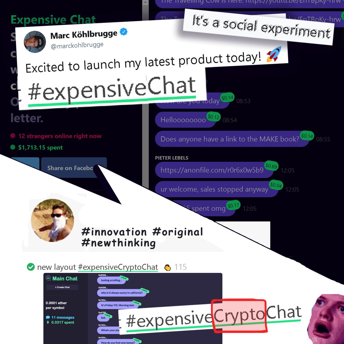 it's a social experiment btw <a href="/marckohlbrugge/">Marc Köhlbrugge</a> <a href="/StanislavChek/">Stan</a>