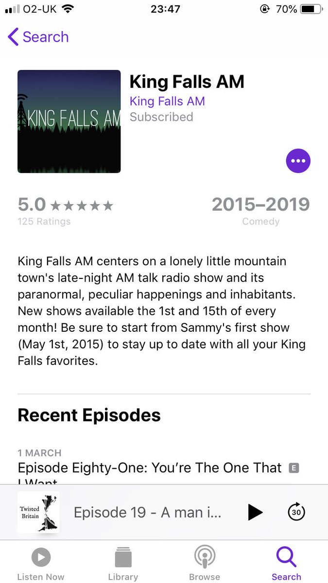 twistedbritain's tweet photo. Here’s a podcast Bob recently mentioned listening to! @KingFallsAM He’s still listening through the episodes now and can’t recommend it enough. #TwistedBritain #UKTrueCrime #CrimeStories #Podcast #TrueCrime #WeRecommend #KingFallsAM #BobRecommends https://t.co/nqz4lpgOzL