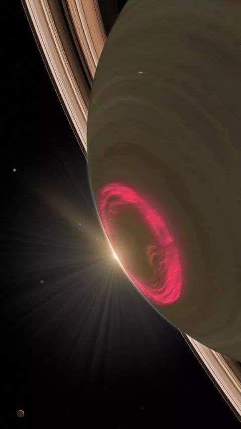 InterestingSci1's tweet photo. Auroras at Saturn captured by Hubble Space Telescope ... 😲 https://t.co/L49LwuUOUe