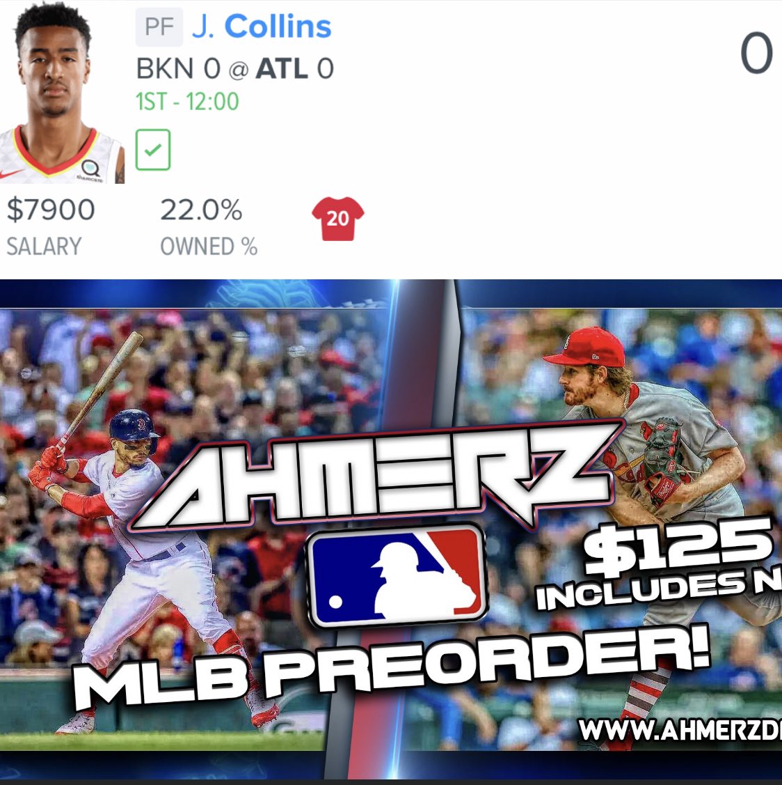 AhmerzDFS's tweet photo. If John Collins doesn’t get 38.5 FanDuel points or more I’ll be giving away a free MLB &amp; NBA package!

How to enter: 

Follow me 

Retweet this Tweet &amp; Like it!

Be sure to check out https://t.co/k0hFiqYRyz if you’re looking to make some life changing money! #TrustAhmerzProcess https://t.co/POyvzapb9J