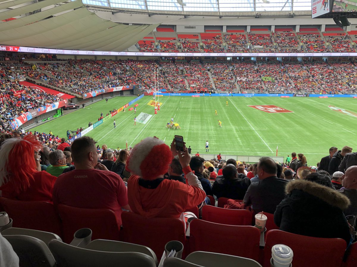 kevhu's tweet photo. At the Rugby Sevens Series in Vancouver BC today. 
Crazy fun crowd! Think combo Mardi Gras, Halloween and national prides. The crowd actually might be more entertaining than the rugby.
🇨🇦🇻🇬🇫🇴🇫🇯🇯🇵🇳🇿🇿🇦🇪🇸🇬🇧🇺🇸🏴󠁧󠁢󠁳󠁣󠁴󠁿🇦🇷🇫🇷🏴󠁧󠁢󠁷󠁬󠁳󠁿🇰🇪
#CanadaSevens #LoveYVR https://t.co/LjUt7y1fce