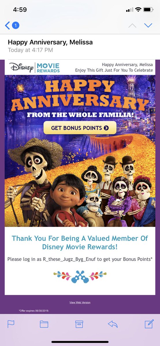 missy_rants's tweet photo. Hey @Disney_DMR
 thanks for remembering my anniversary but you’ve got a big error where my login info should go. That is NOT my username. #offensive @Disney #disney https://t.co/qSd4oitYMD