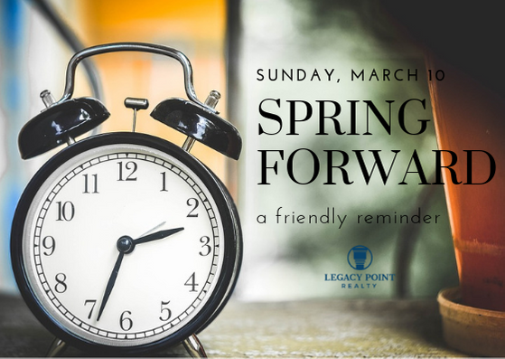 ColbyMeals's tweet photo. Don't forget to jump ahead and lose your hour of sleep! Rise and shine tomorrow morning! Don't be late!
#Daylightsavings #SpringForward #ColbyMeals #LegacyPointRealty https://t.co/iKQ2QQlfwE
