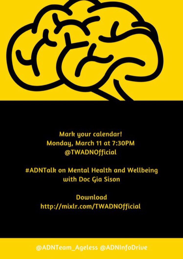ADNInfoDrive's tweet photo. You have questions, concerns or sharing related to mental health? 

Reply or DM us at @ADNInfoDrive @ADNTeam_Ageless @TWADNOfficial 

Let’s #ADNTalk with @giasison bukas na po. https://t.co/BXvBT8V3O4