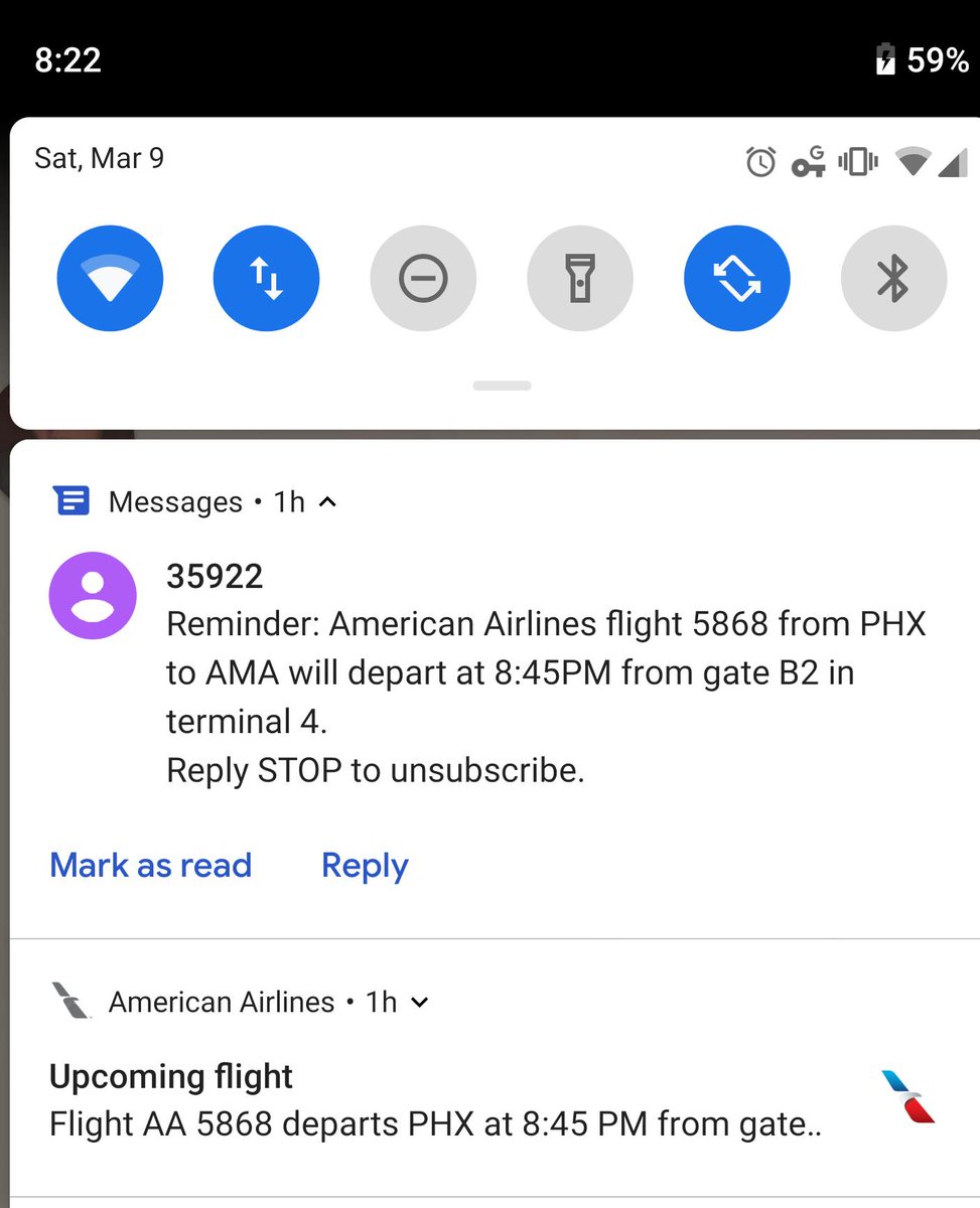 PensiveNick's tweet photo. Hmmm 8:22pm in PHX flight leaves at 8:45pm right.  Nope...left at 7:45pm . American messed up their daylight savings offsets. #AmericanAirlines #DaylightSavingsTime #fail https://t.co/LES7wonzl6